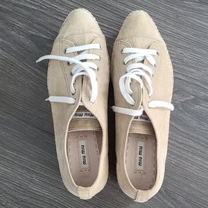 Miu miu nude suede platform espadrille size 41